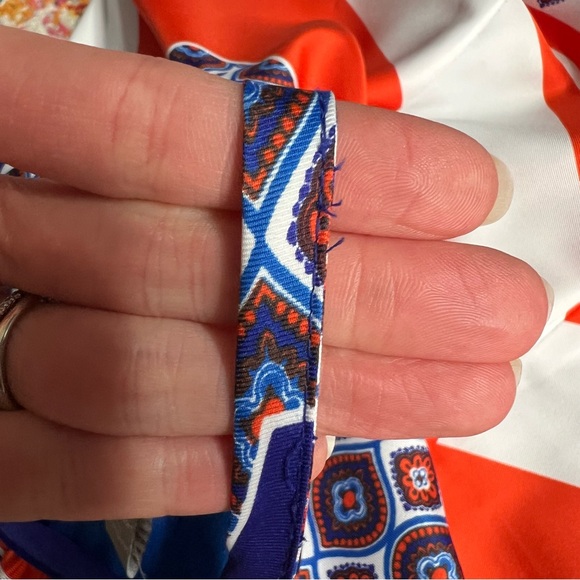 Banana Republic Orange White‎ and Blue Halter Shift Dress Warm Combo SZ 2 - Picture 11 of 15